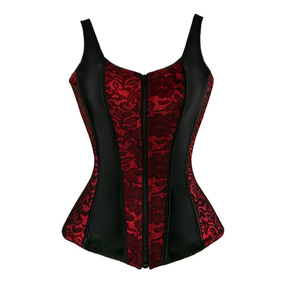 Zip Double Shoulder Print Laceless Corset Court Shaper